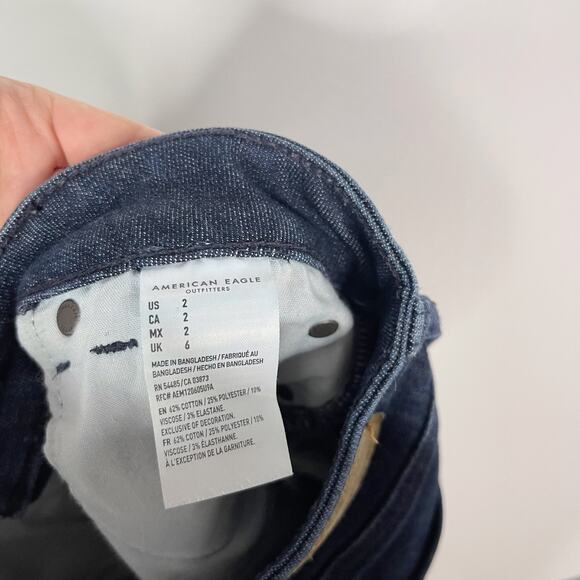 American Eagle 2 Next Level Stretch Super Hi Rise Shortie Denim Rolled Cuff Hem - Picture 7 of 9